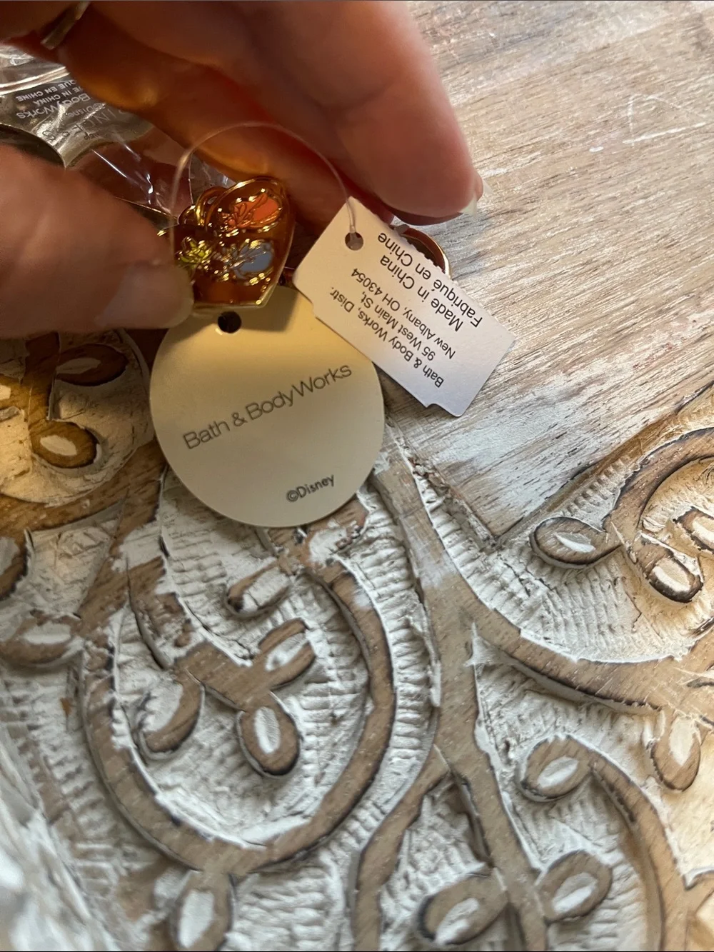 Bath & Body Works Gold Decorative Bell Keychain with Multicolor Gems